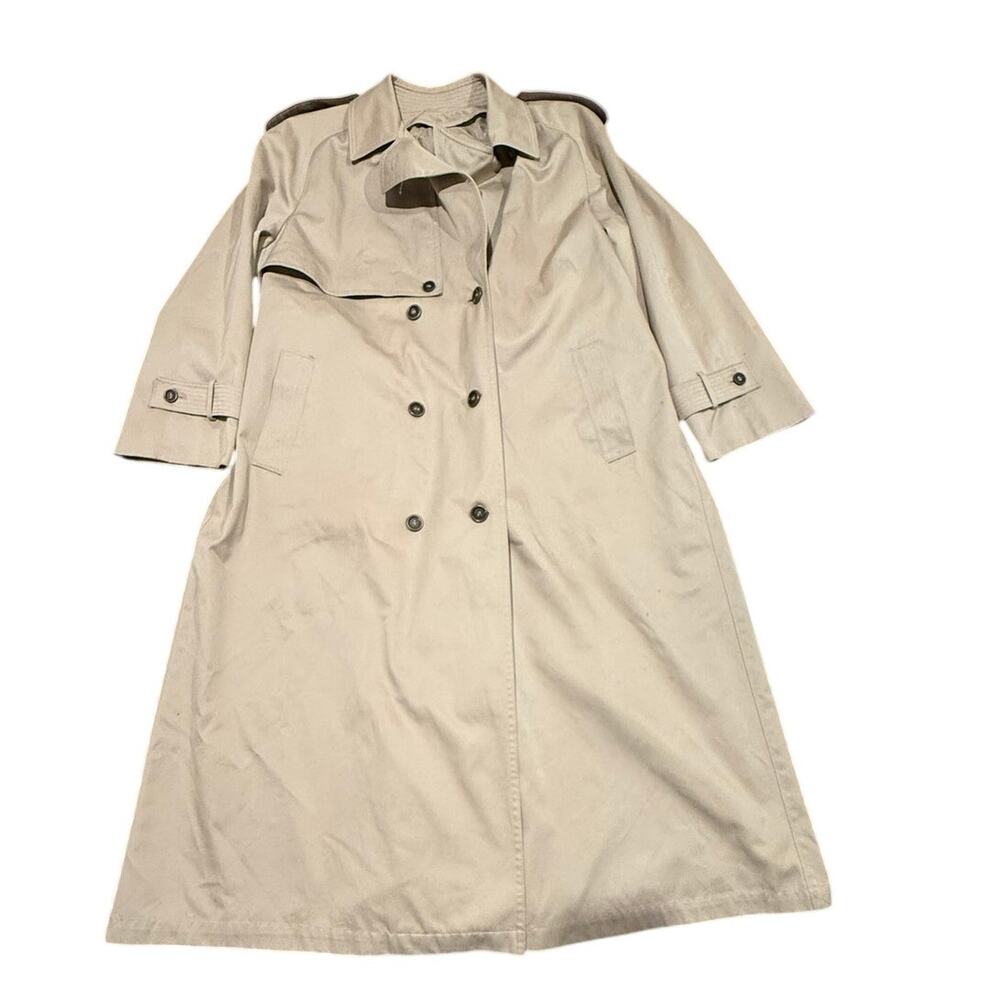 Vintage London Towne Beige Double Breasted Trench Coat Size 46  READ DEACRIPTION